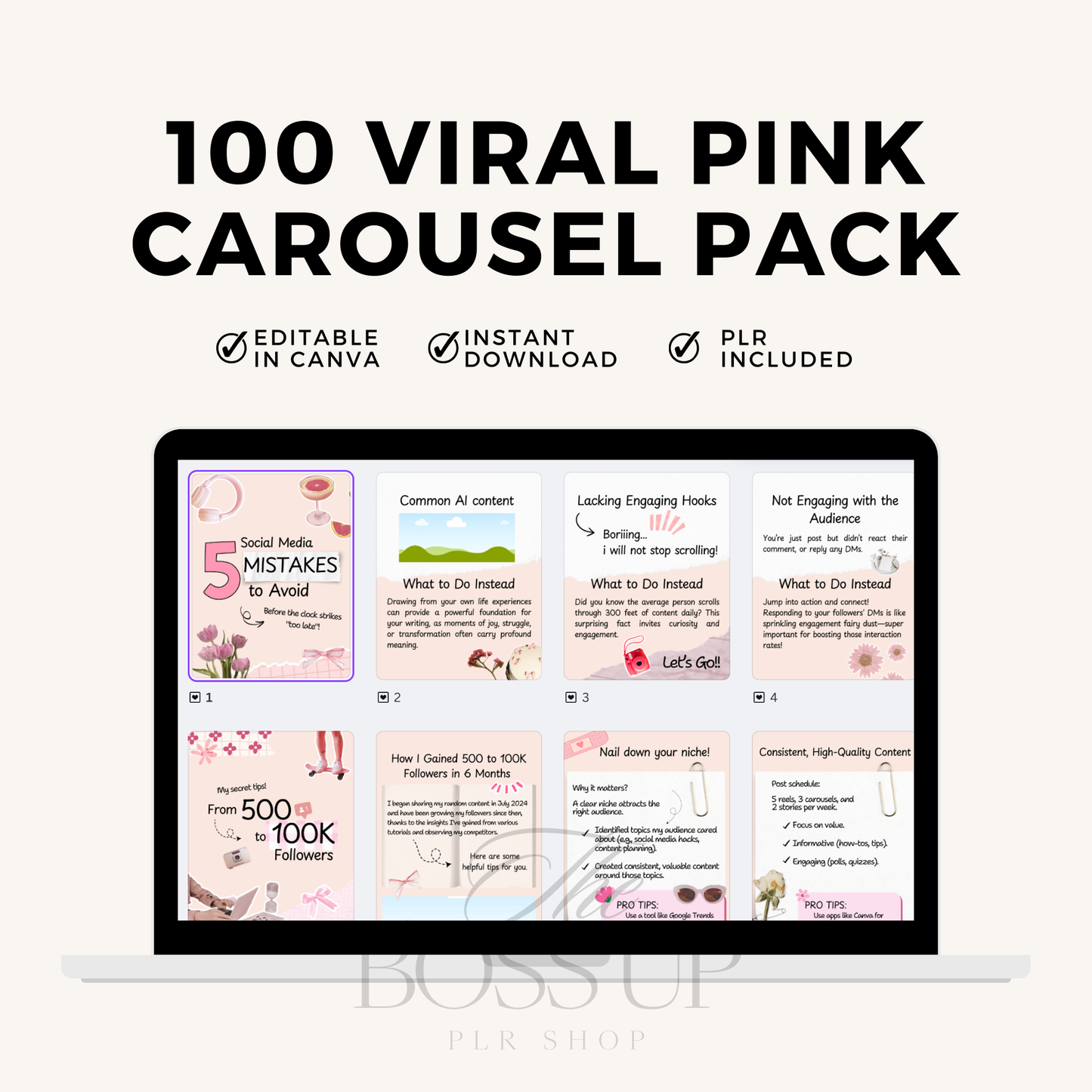 100 Viral Pink Carousel Pack (PLR)