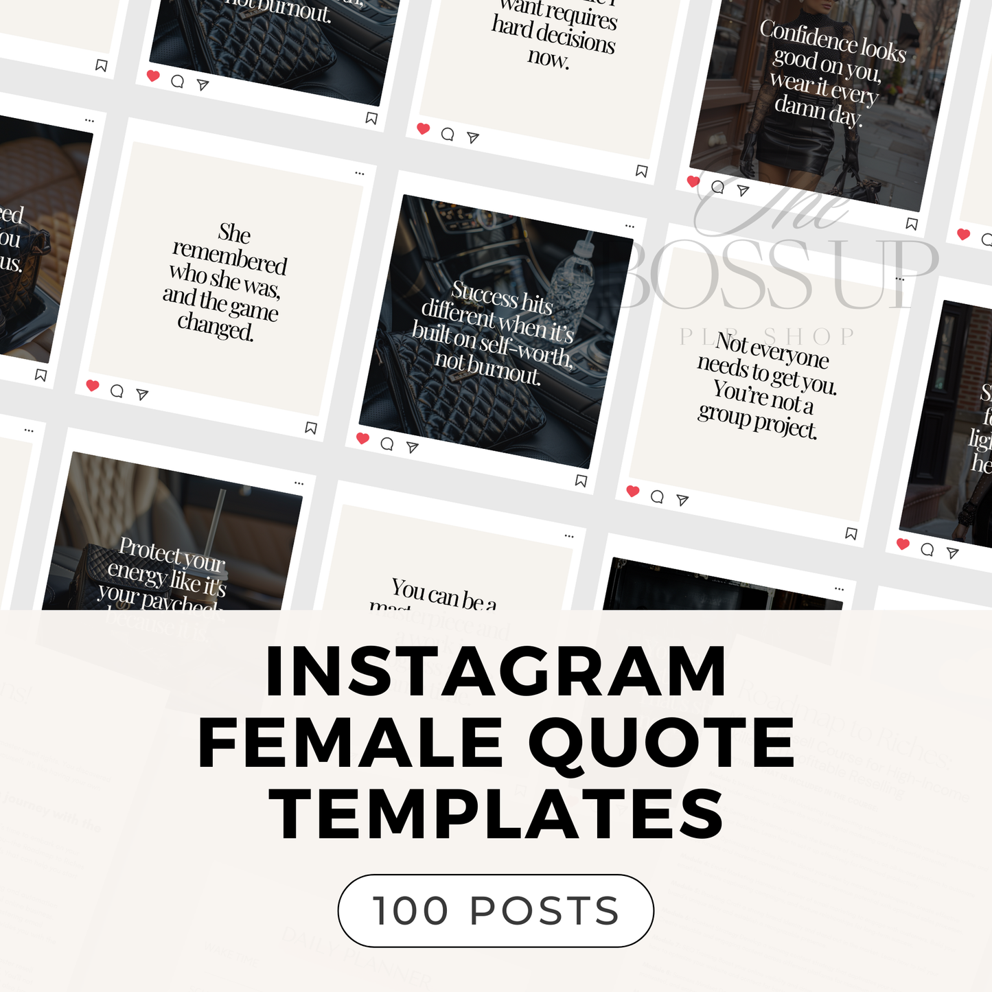 100 Instagram Female Empowerment & Business Quote Templates (PLR)