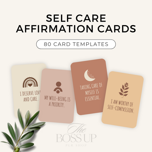 Self-Care Affirmation Card Templates (PLR)