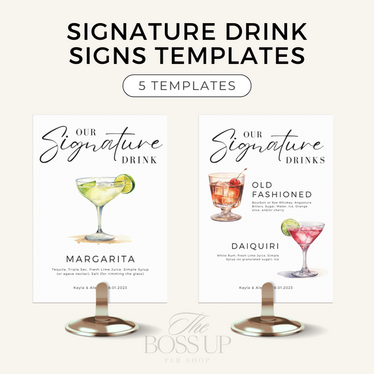 Signature Drink Signs & 25 Drink PNGs Collection (PLR)