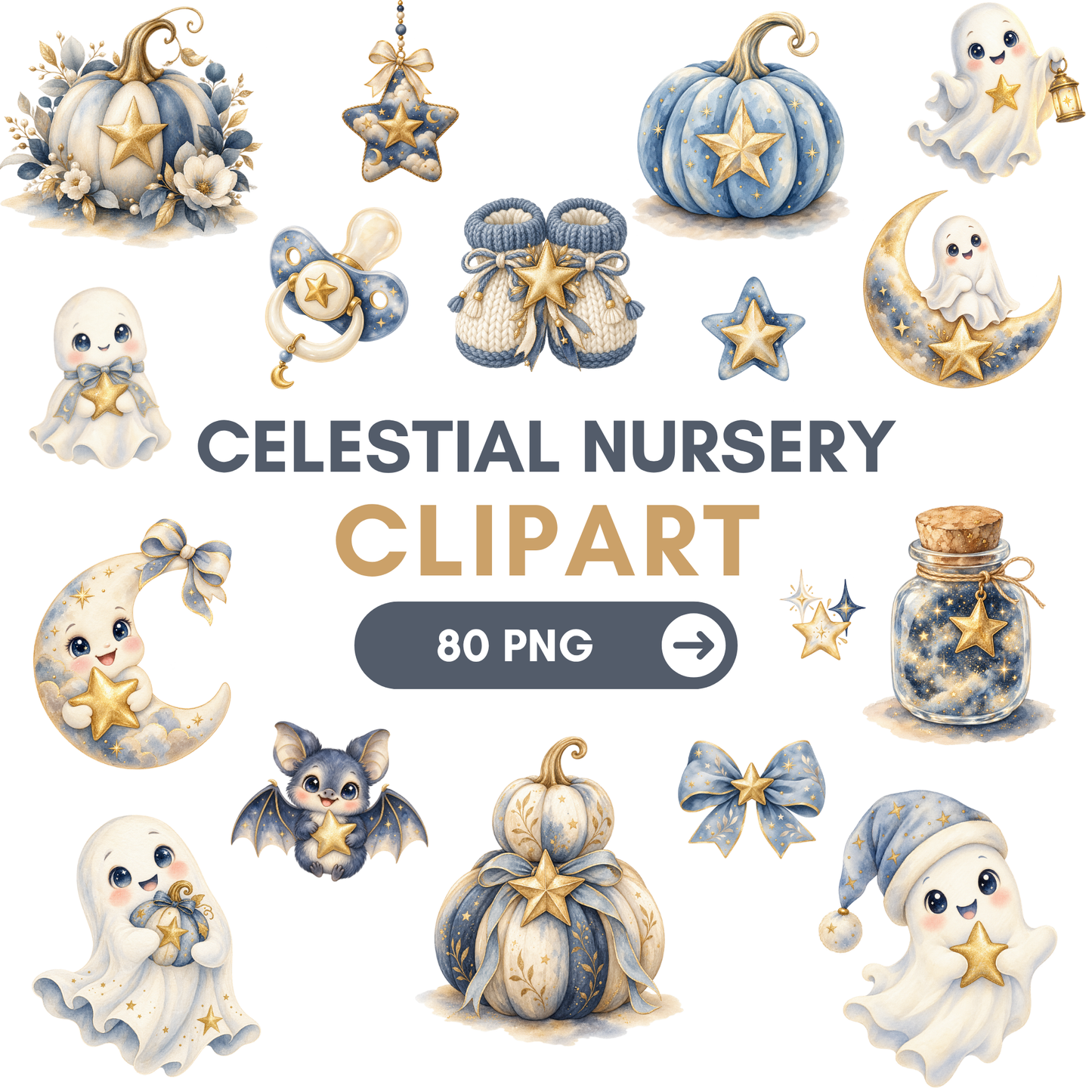 Celestial Baby Shower Nursery Clip Art