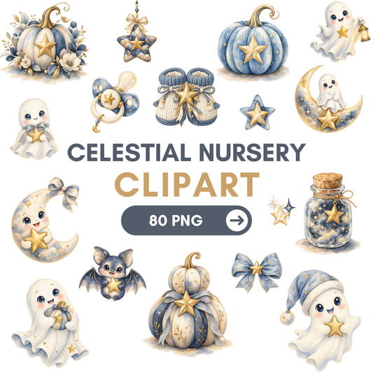 Celestial Baby Shower Nursery Clip Art