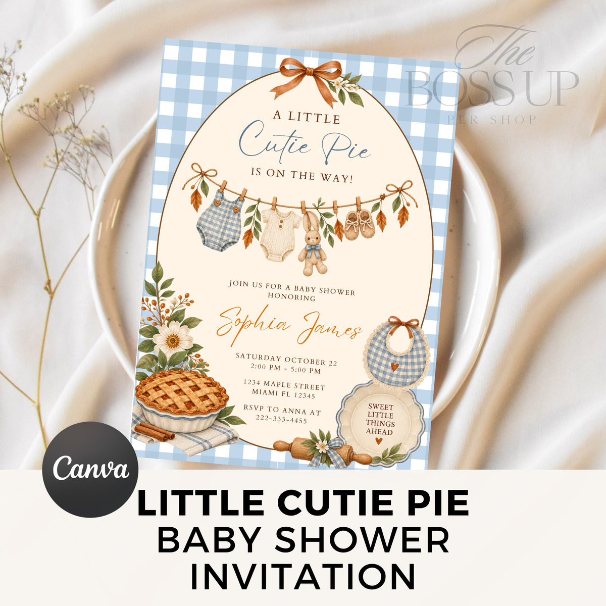 Little Cutie Pie Baby Shower Invitation PLR