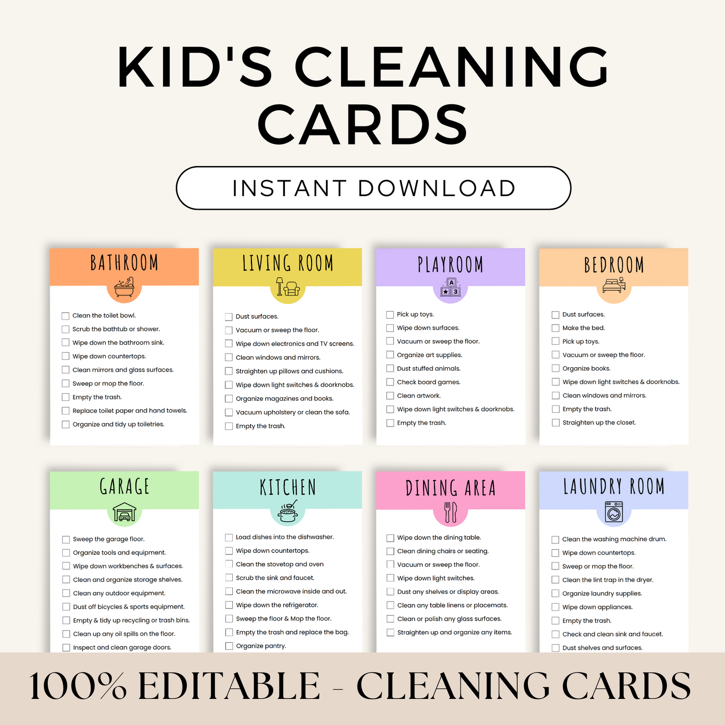 Kid's Cleaning Cards (PLR)