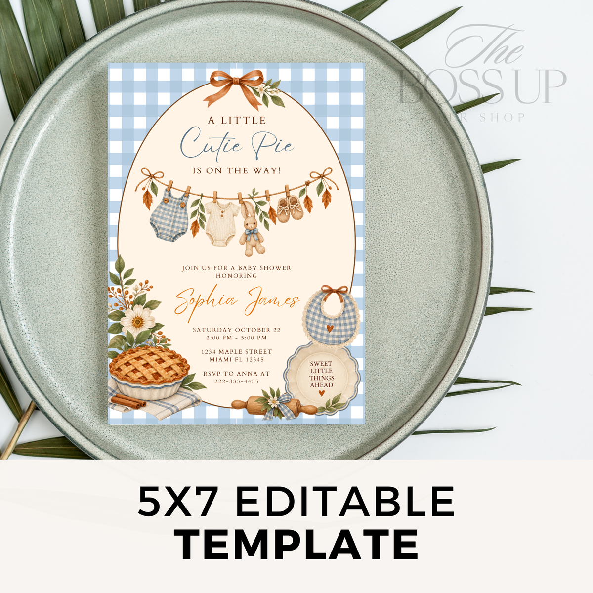 Little Cutie Pie Baby Shower Invitation PLR