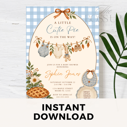 Little Cutie Pie Baby Shower Invitation PLR