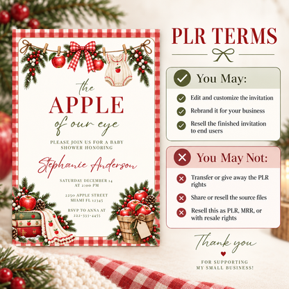 Apple of Our Eye Christmas Baby Shower Invitation PLR