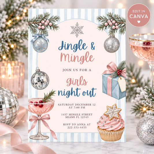Jingle & Mingle Girls Night Out Christmas Invitation PLR