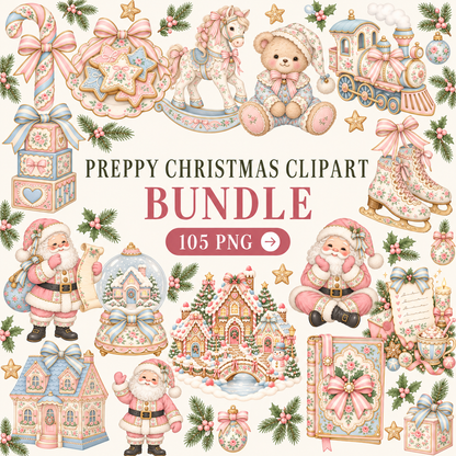 Preppy Christmas Clipart Bundle