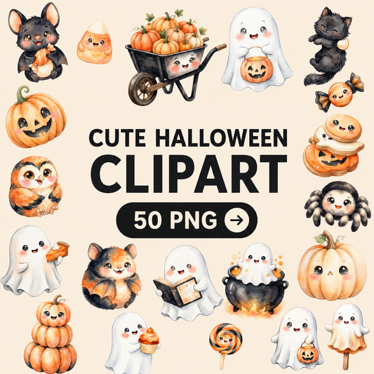 Cute Halloween Clipart Bundle