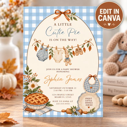 Little Cutie Pie Baby Shower Invitation PLR