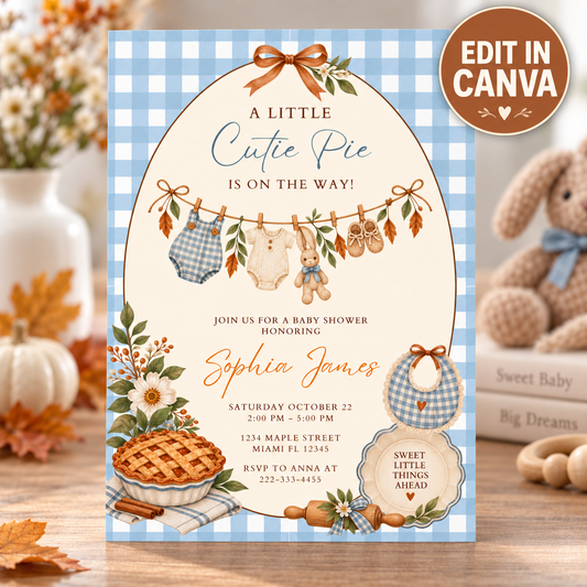 Little Cutie Pie Baby Shower Invitation PLR