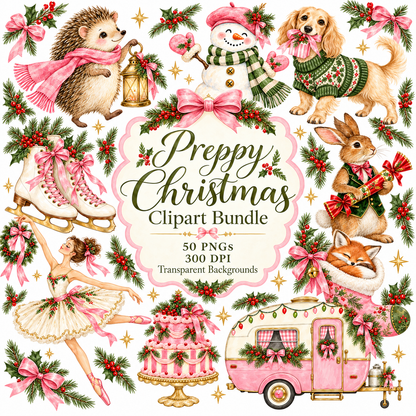 50 Preppy Christmas PNG Set