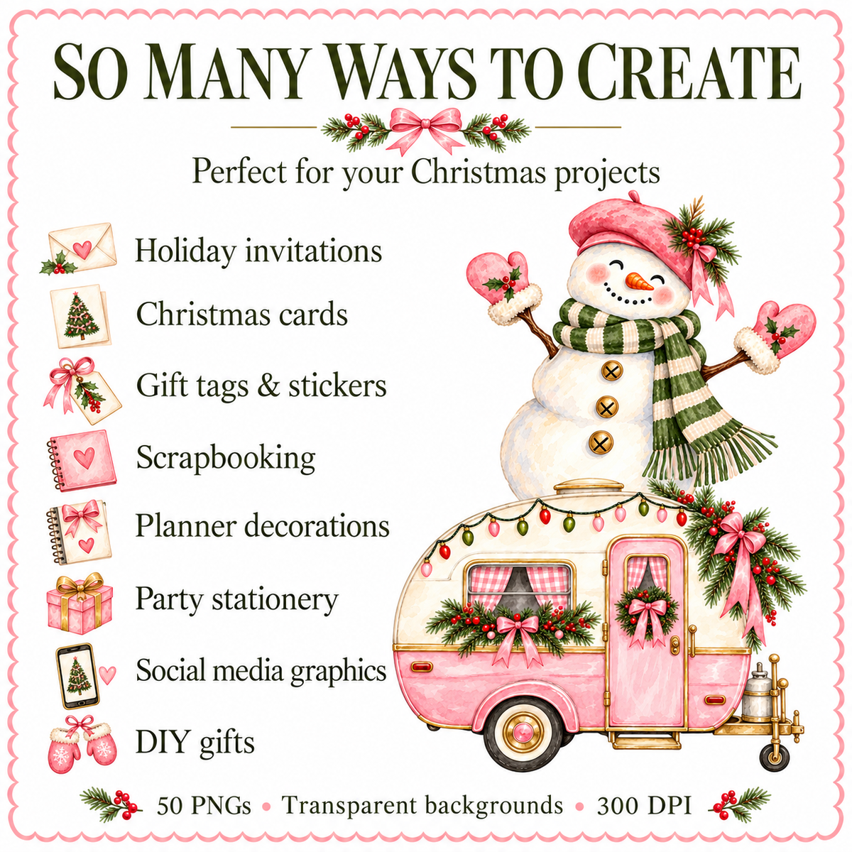 50 Preppy Christmas PNG Set